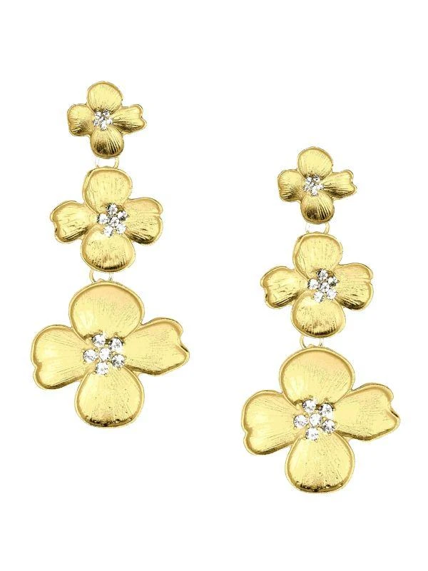 商品Eye Candy LA|Lucia 18K Goldplated & Cubic Zirconia Daisy Drop Earrings,价格¥192,第1张图片