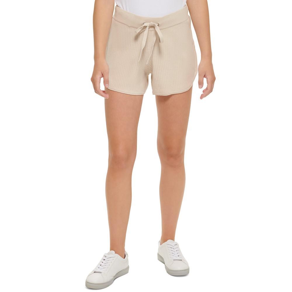商品Calvin Klein|Women's Ribbed-Knit Drawstring Shorts,价格¥221,第1张图片