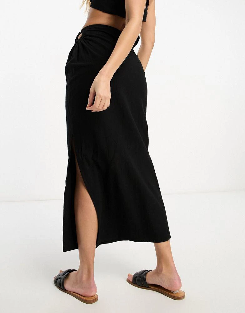 商品4th & Reckless|4th & Reckless onyx beach ring side midi skirt co-ord in black,价格¥284,第2张图片详细描述
