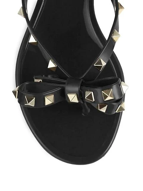 商品Valentino|Valentino Garavani Rockstud Bow Jelly Thong Sandals,价格¥3200,第3张图片详细描述
