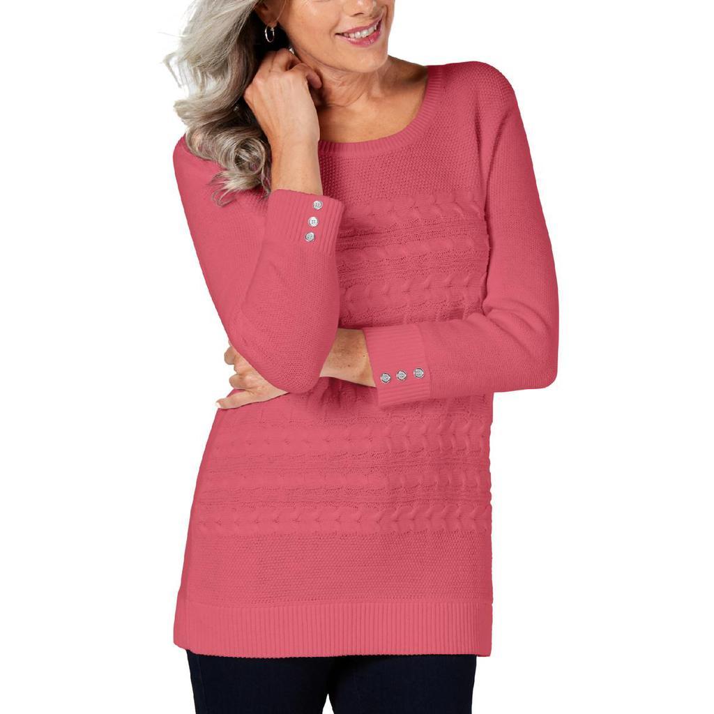 商品Karen Scott|Karen Scott Womens Ribbed Trim Cable Knit Pullover Sweater,价格¥125,第1张图片