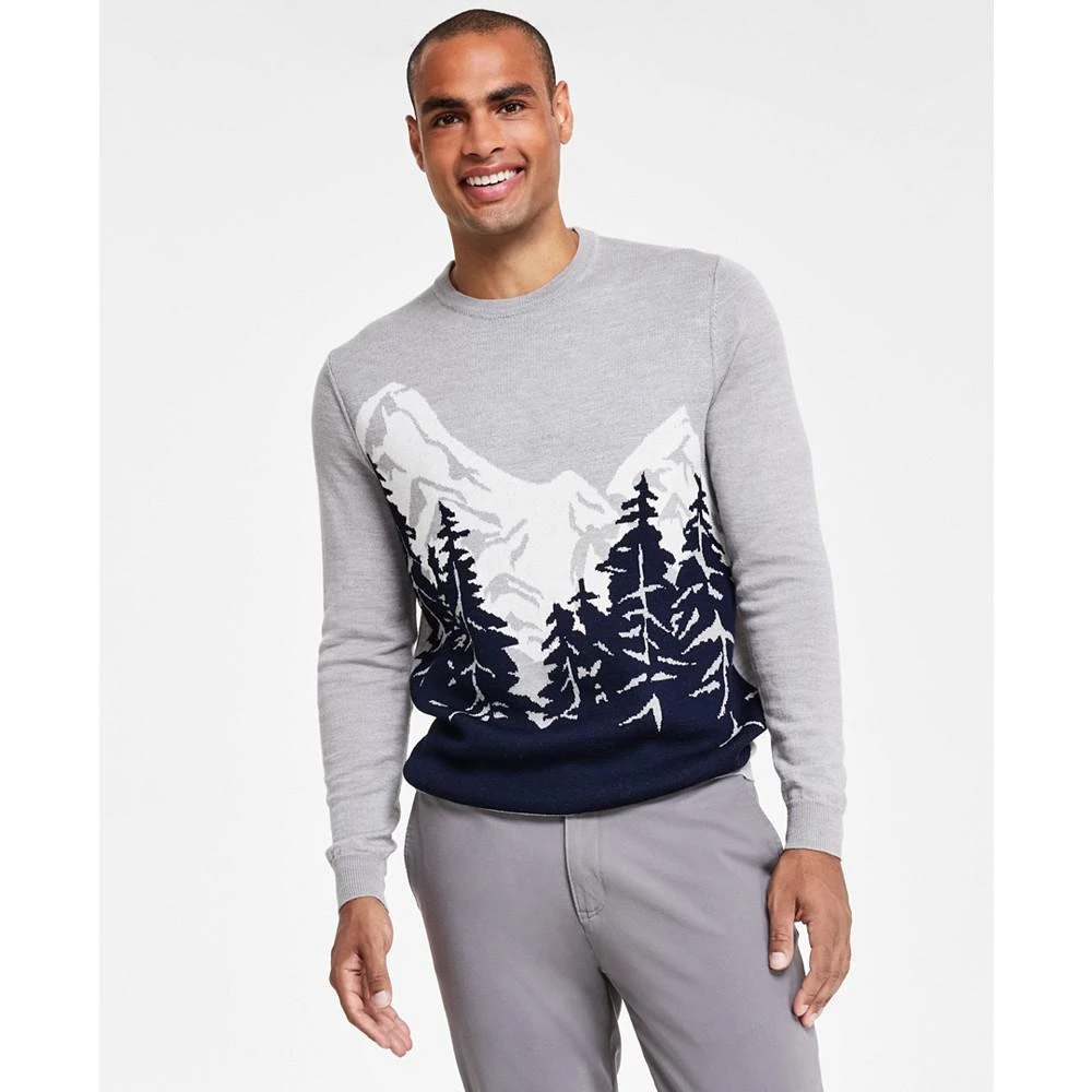 商品Club Room|Men's Merino Knit Mountain Long Sleeve Crewneck Sweater, Created for Macy's,价格¥222,第3张图片详细描述
