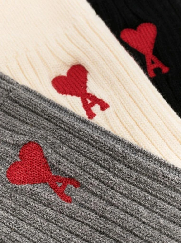 商品AMI|Three-Pack Multicolor Knit Socks with Logo in Cotton Man Ami Alexandre Mattiussi,价格¥820,第4张图片详细描述