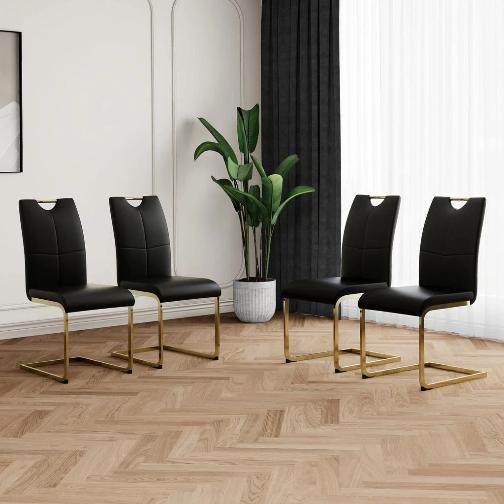 商品Streamdale Furniture|Streamdale Faux Leather Dining Chairs Set of 4,价格¥4346,第1张图片