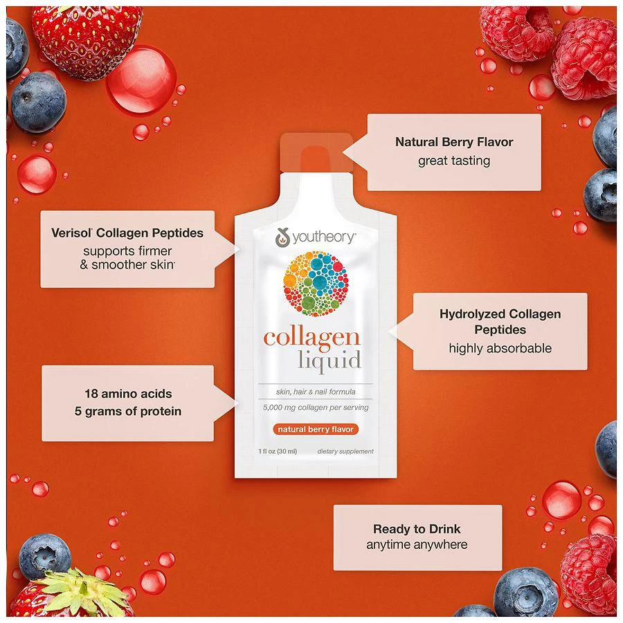 Collagen Liquid with Verisol Collagen Peptides, Packets Natural Berry 商品