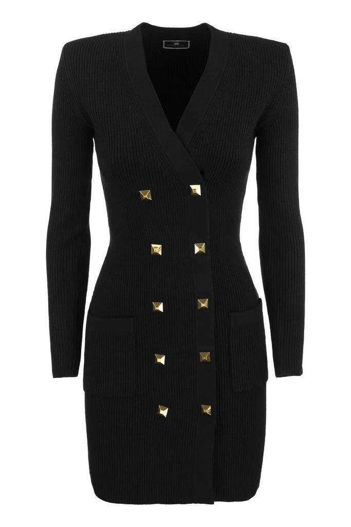 商品ELISABETTA FRANCHI|ELISABETTA FRANCHI Double-breasted robe manteau with studded buttons,价格¥3059,第1张图片