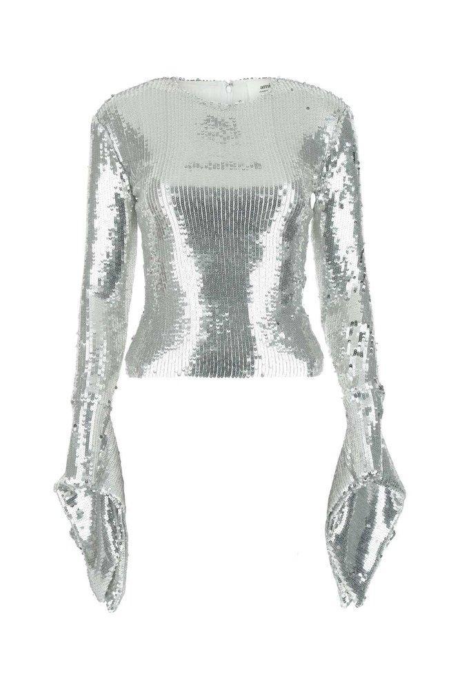 商品AMI|AMI Long Sleeved Sequin Embellished Top,价格¥1603,第1张图片