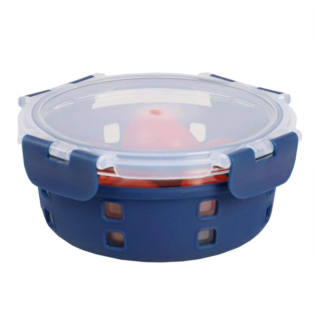 商品Michael Graves Design|Michael Graves Design Round 21 Ounce High Borosilicate Glass Food Storage Container with Plastic Lid, Indigo,价格¥123,第1张图片