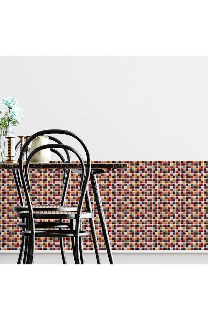 Cream Brown and Cherry Glitter Mosaic 3D Sticker Tile 24-Piece Set 商品