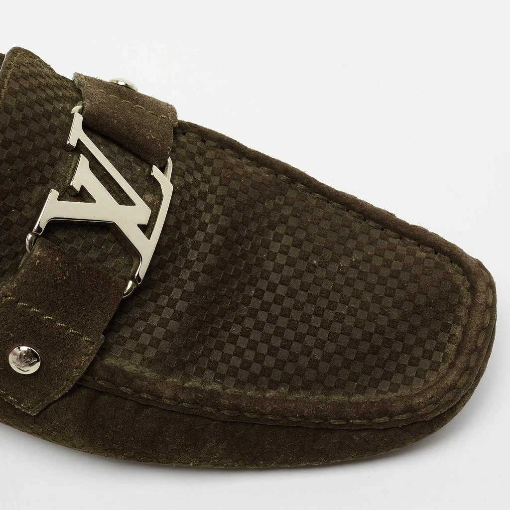 Louis Vuitton Olive Green Textured Suede Monte Carlo Loafers Size 43 商品