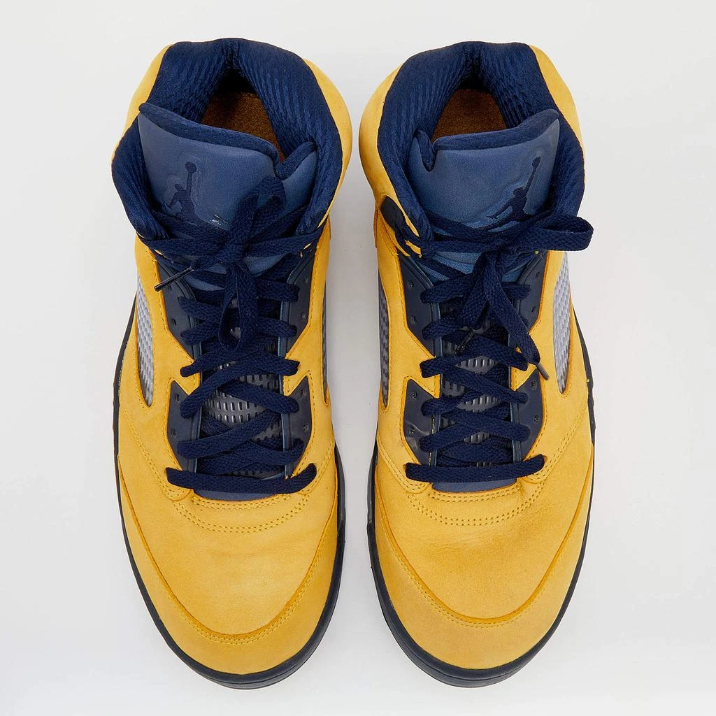 商品[二手商品] Jordan|Jordan Yellow/Blue Leather Air Jordan 5 Retro Michigan High Top Sneakers Size 47,价格¥914,第3张图片详细描述