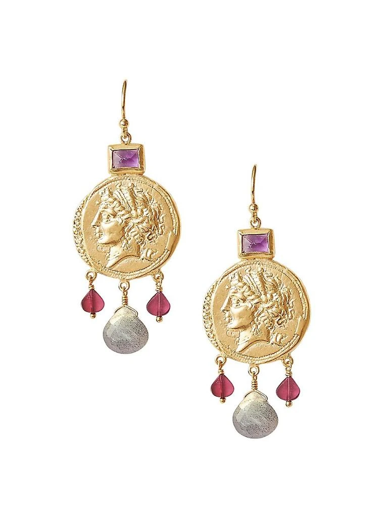 商品Chan Luu|18K-Gold-Plated & Multi-Gemstone Coin Drop Earrings,价格¥1822,第1张图片