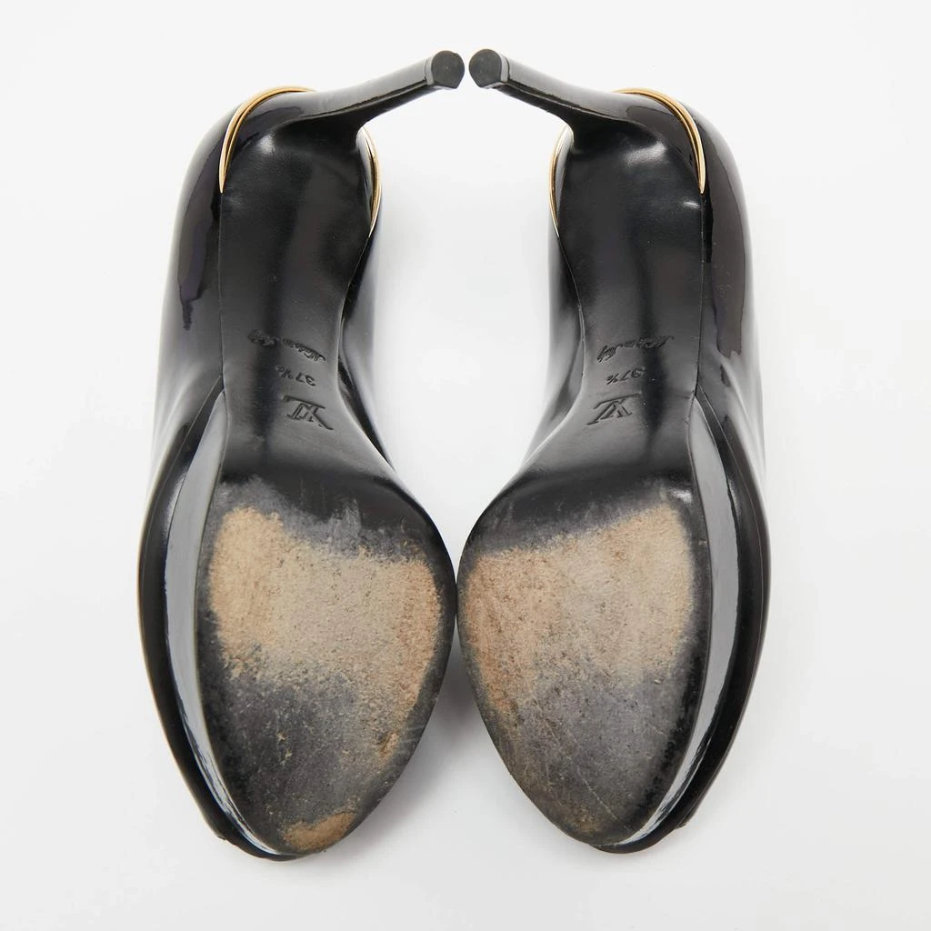 Louis Vuitton Black Patent Leather  Peep Toe Platform Pumps Size 37.5 商品