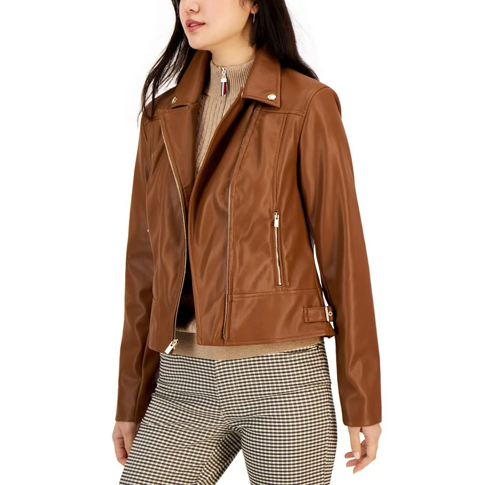 商品Tommy Hilfiger|Women's Faux-Leather Moto Jacket,价格¥639,第1张图片