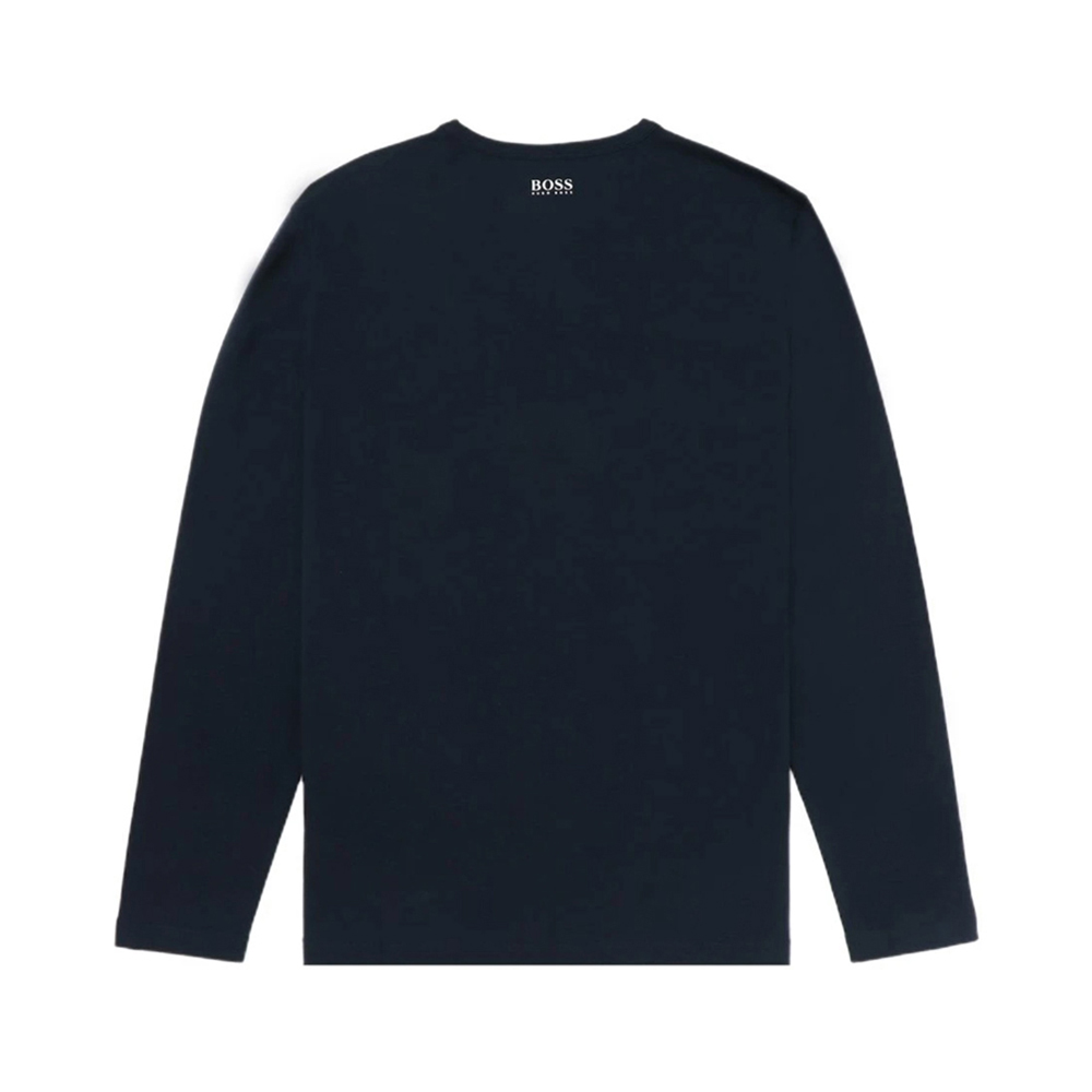 HUGO BOSS 男士深蓝色棉质印花长袖T恤 LEO30-1017615701-402商品第1张图片规格展示