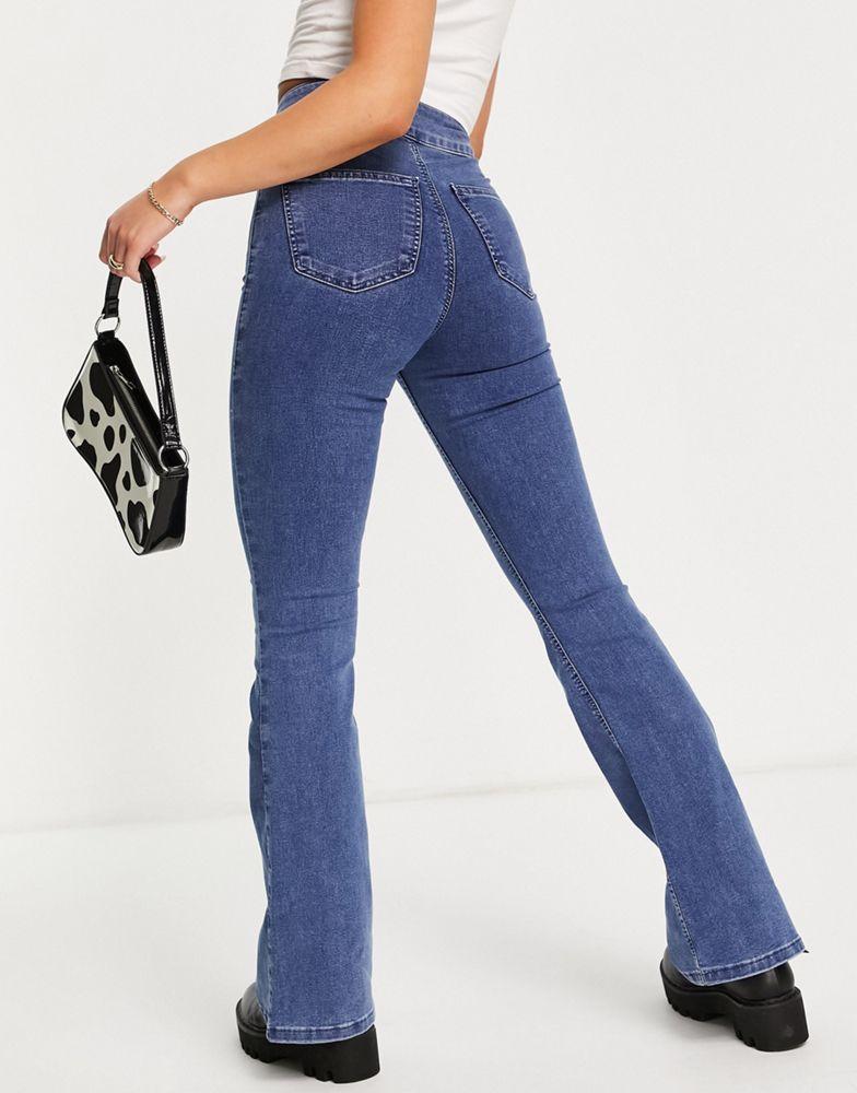 Topshop Three stretch flared jeans in mid blue商品第4张图片规格展示