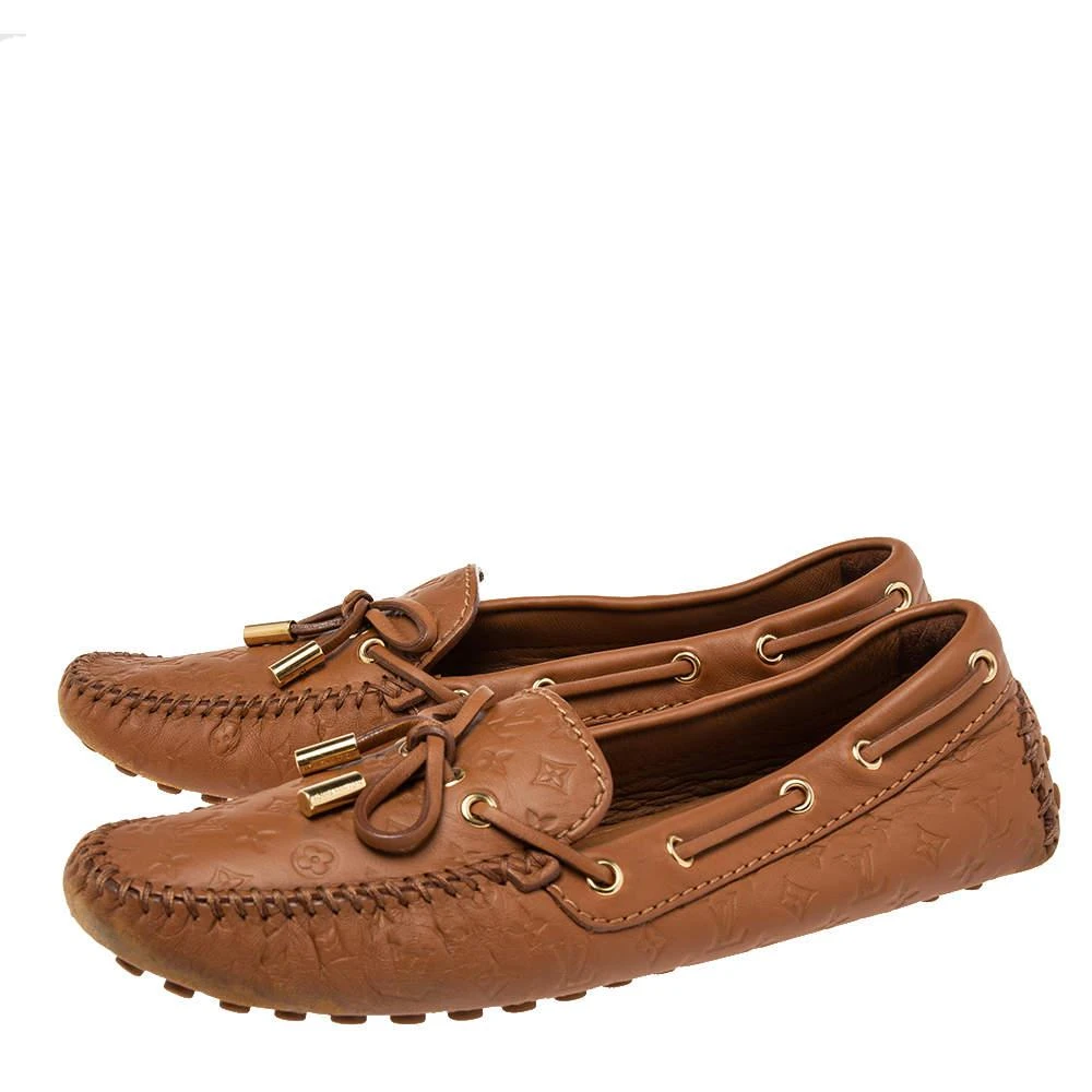 商品[二手商品] Louis Vuitton|Louis Vuitton Brown Monogram Empreinte Leather Gloria Loafers Size 36.5,价格¥2429,第4张图片详细描述
