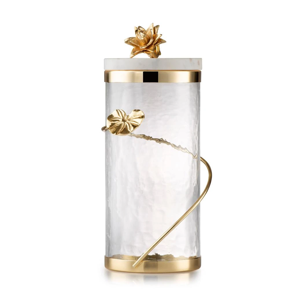 商品Classic Touch Decor|Canister with Gold Heart Detail and Marble Lid/Flower Knob,价格¥545,第2张图片详细描述