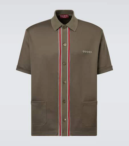 商品Gucci|Logo Web Stripe cotton piqué polo shirt,价格¥9504,第1张图片