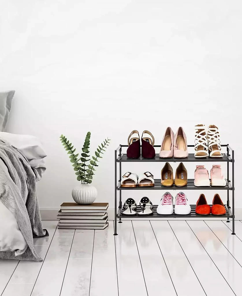 商品Seville Classics|3-Tier Stackable 9-Pair Resin Slat Shoe Rack,价格¥469,第2张图片详细描述