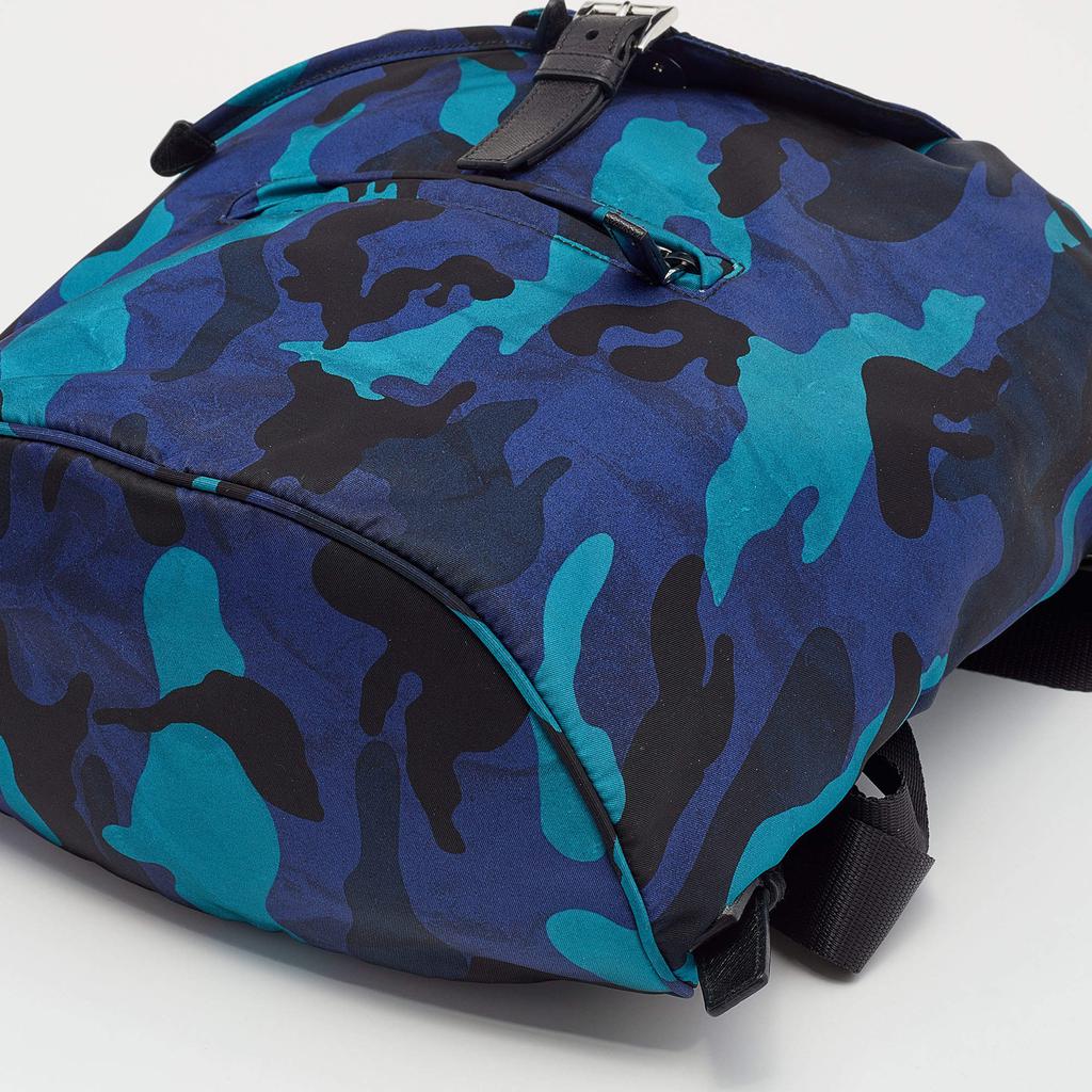 Prada Blue/Black Camouflage Printed Nylon And Leather Tessuto Backpack商品第10张图片规格展示