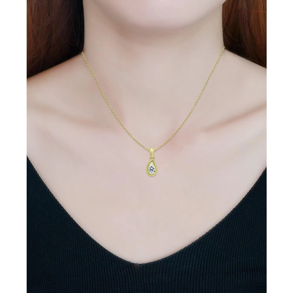 商品Giani Bernini|Cubic Zirconia Pear Bezel 18" Pendant Necklace in 18k Gold-Plated Sterling Silver, Created for Macy's,价格¥173,第2张图片详细描述