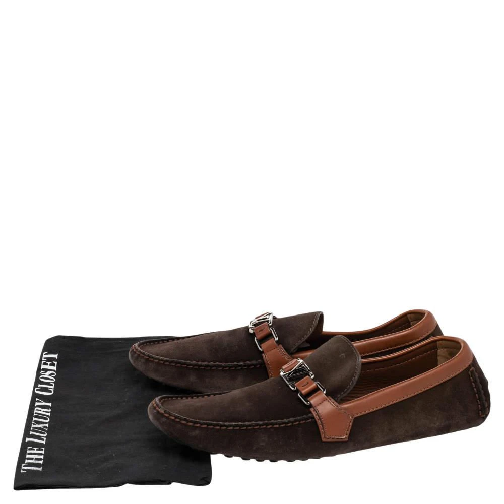 Louis Vuitton Brown Suede And Leather Hockenhein Slip On Loafers Size 45 商品