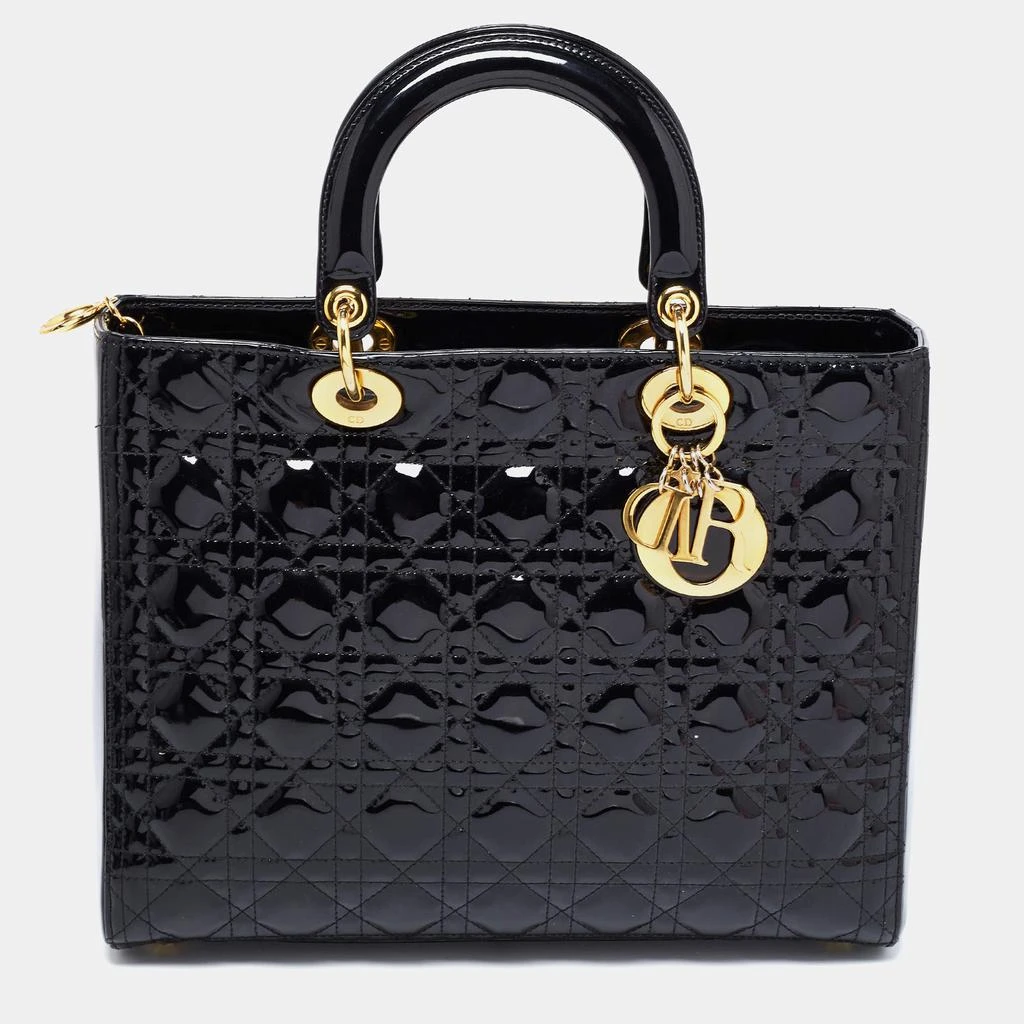 商品[二手商品] Dior|Dior Black Cannage Patent Leather Large Lady Dior Tote,价格¥9194,第1张图片