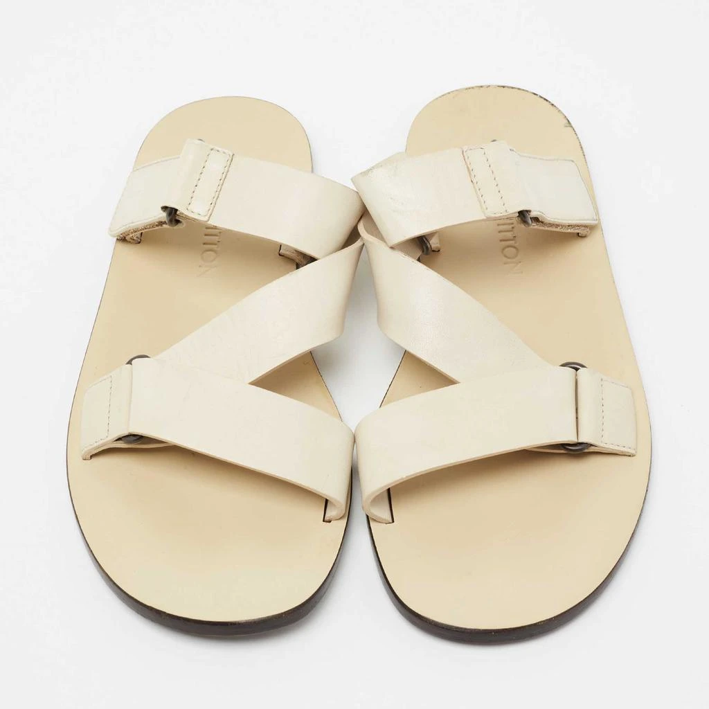 商品[二手商品] Louis Vuitton|Louis Vuitton White Leather Criss Cross Strap Flat Sandals Size 40,价格¥2578,第3张图片详细描述