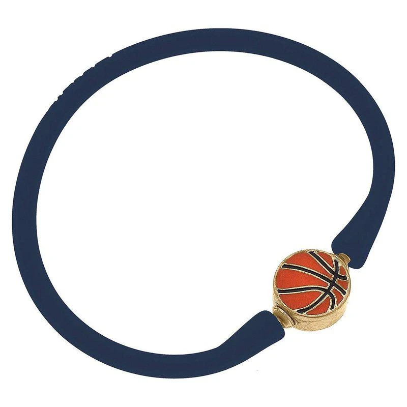 商品Canvas Style|Enamel Basketball Silicone Bali Bracelet In Navy,价格¥212,第1张图片