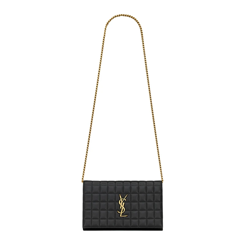 商品Yves Saint Laurent|圣罗兰 YSL 23新款 CASSANDRE女士黑色方形绗缝小羊皮可拆卸肩带钱包/斜挎包 743346AABVP1000,价格¥12541,第1张图片