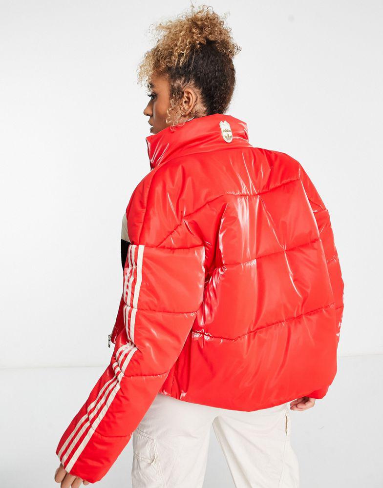 adidas Originals 'ski chic' puffer jacket in red商品第2张图片规格展示