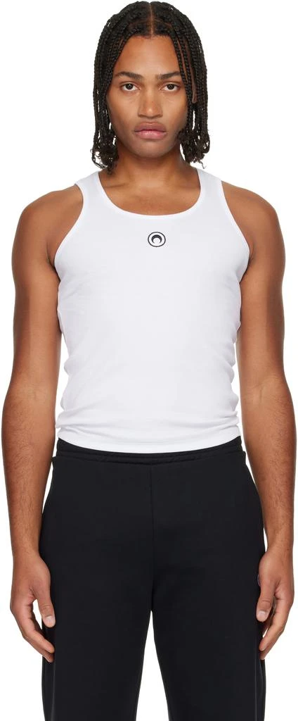 商品MARINE SERRE|White Moon Logo Ribbed Jersey Tank Top,价格¥1257,第1张图片