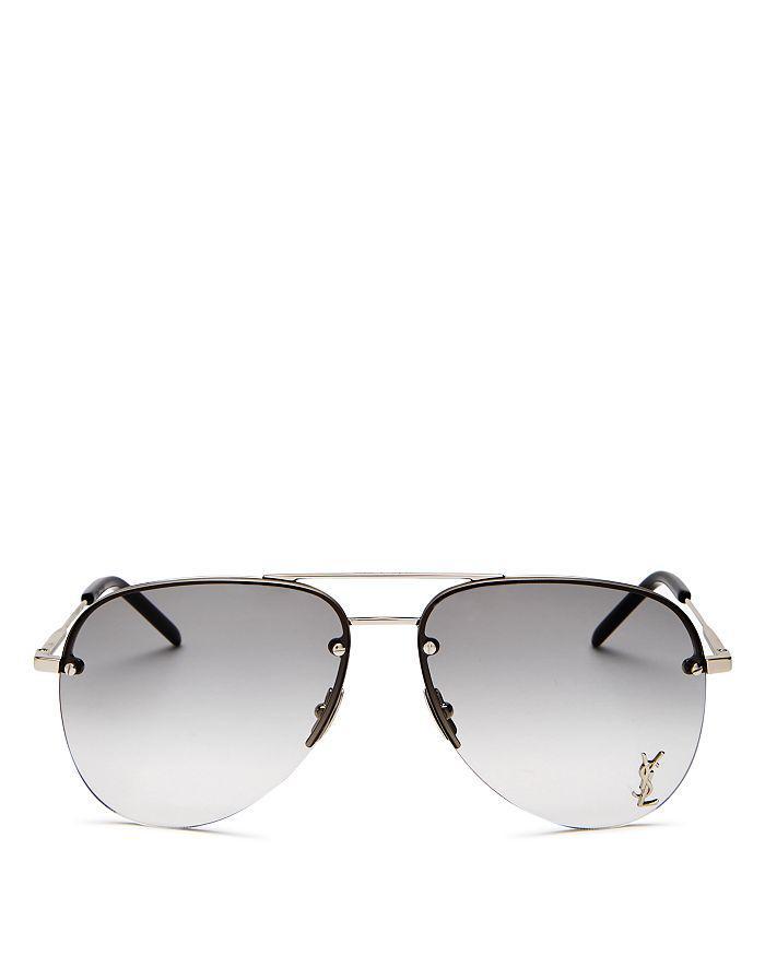 商品Yves Saint Laurent|Unisex Brow Bar Aviator Sunglasses, 59mm,价格¥3366,第5张图片详细描述