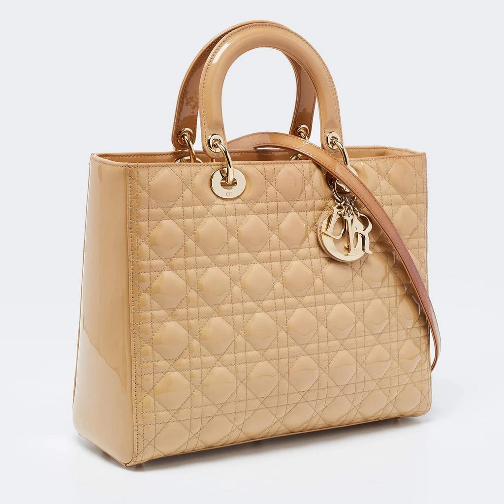 商品[二手商品] Dior|Dior Beige Cannage Patent Leather Large Lady Dior Tote,价格¥10076,第3张图片详细描述