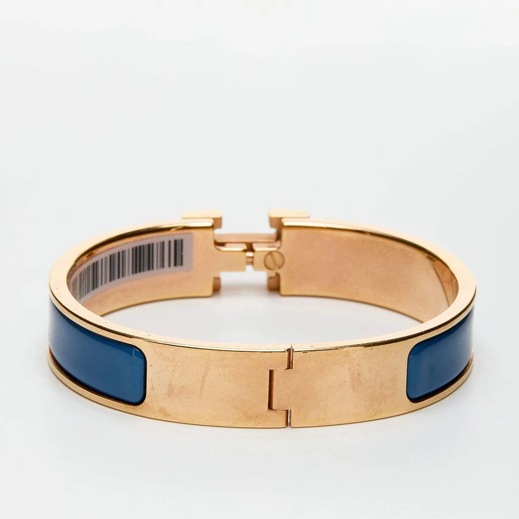 商品[二手商品] Hermes|Hermès Clic H Blue Enamel Rose Gold Plated Narrow Bracelet,价格¥3249,第3张图片详细描述