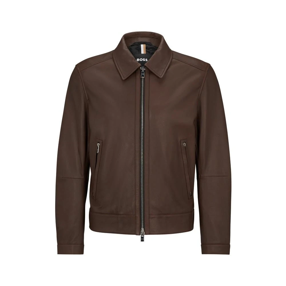 商品Hugo Boss|Men's Two-Way Zip Leather Jacket,价格¥3310,第4张图片详细描述