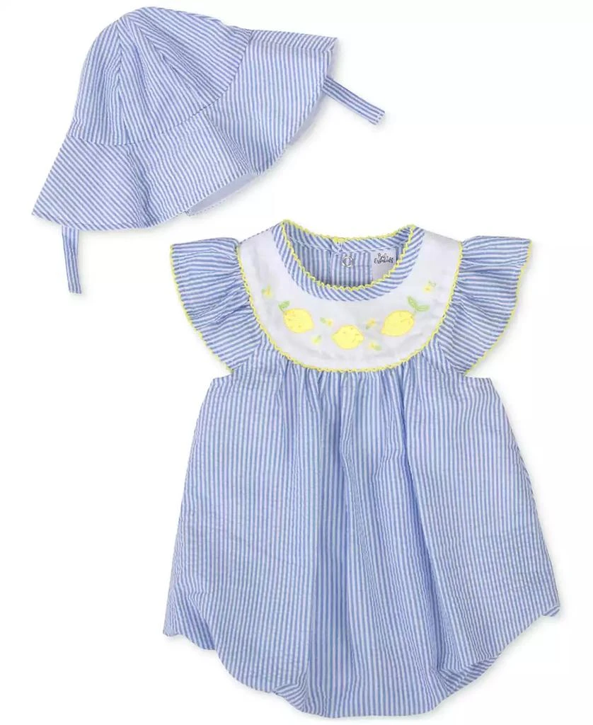 商品Baby Essentials|Baby Girls Striped Bubble Romper and Hat, 2 Piece Set,价格¥103,第1张图片