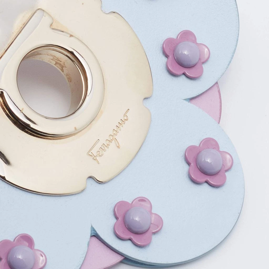 商品[二手商品] Salvatore Ferragamo|Salvatore Ferragamo Light Blue/Pink Leather Flower Bag Charm,价格¥820,第3张图片详细描述