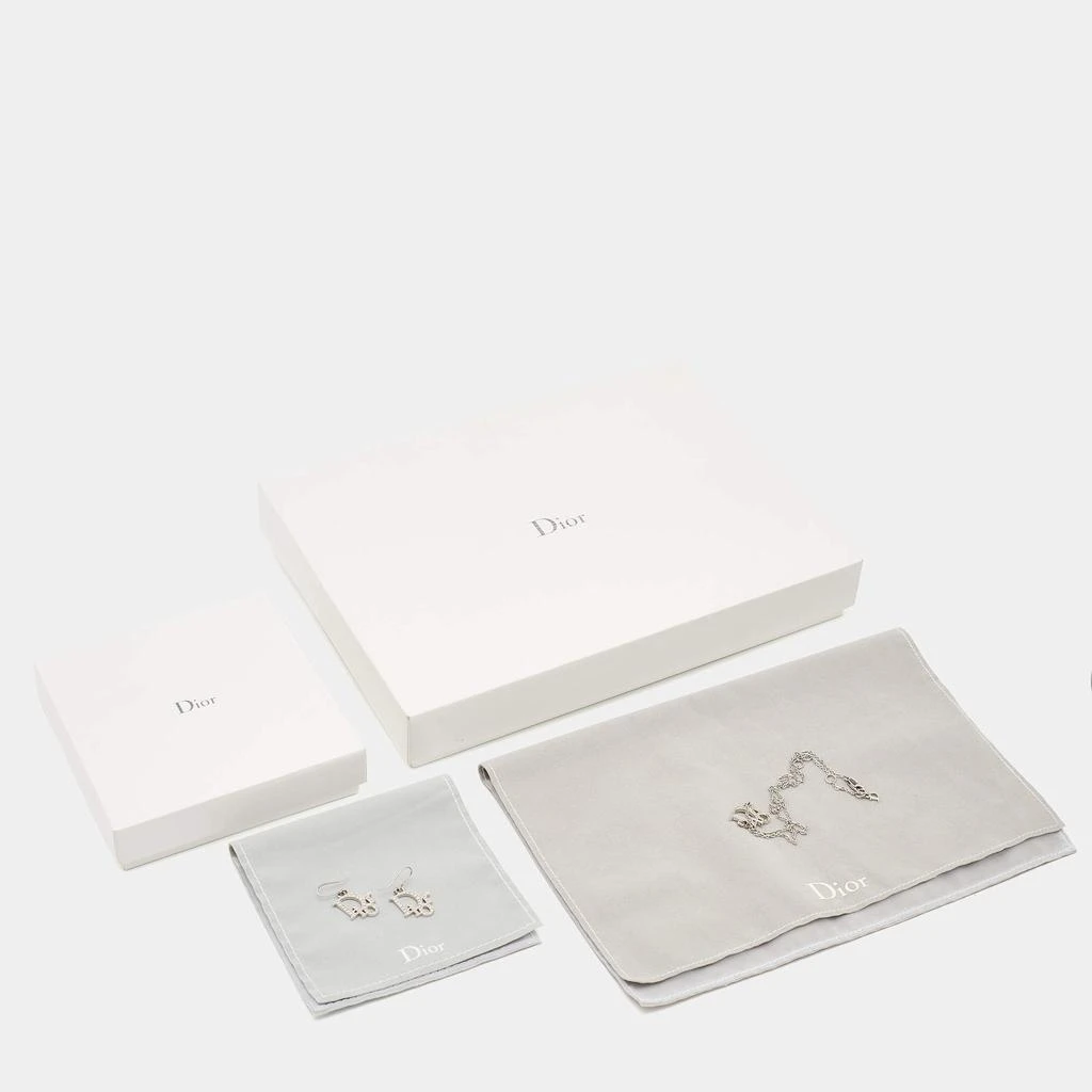 Dior Silver Tone Crystal Logo Earrings & Pendant Necklace 商品