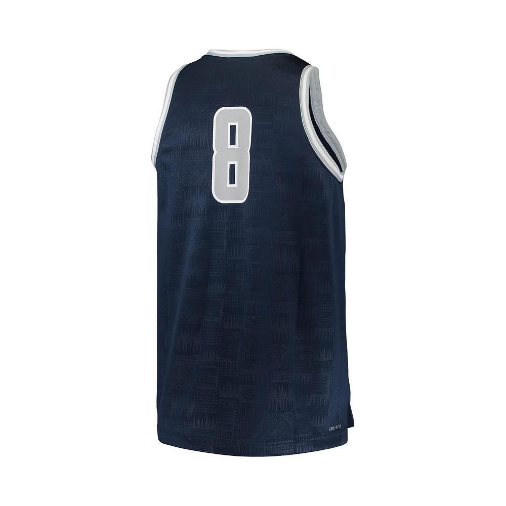 商品Jordan|Men's Brand #8 Navy Georgetown Hoyas Team Replica Basketball Jersey,价格¥552,第5张图片详细描述
