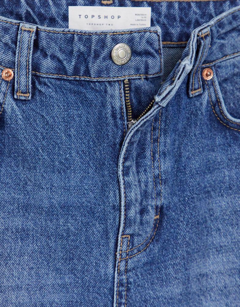 Topshop Two 90s flare jean in mid blue wash商品第3张图片规格展示