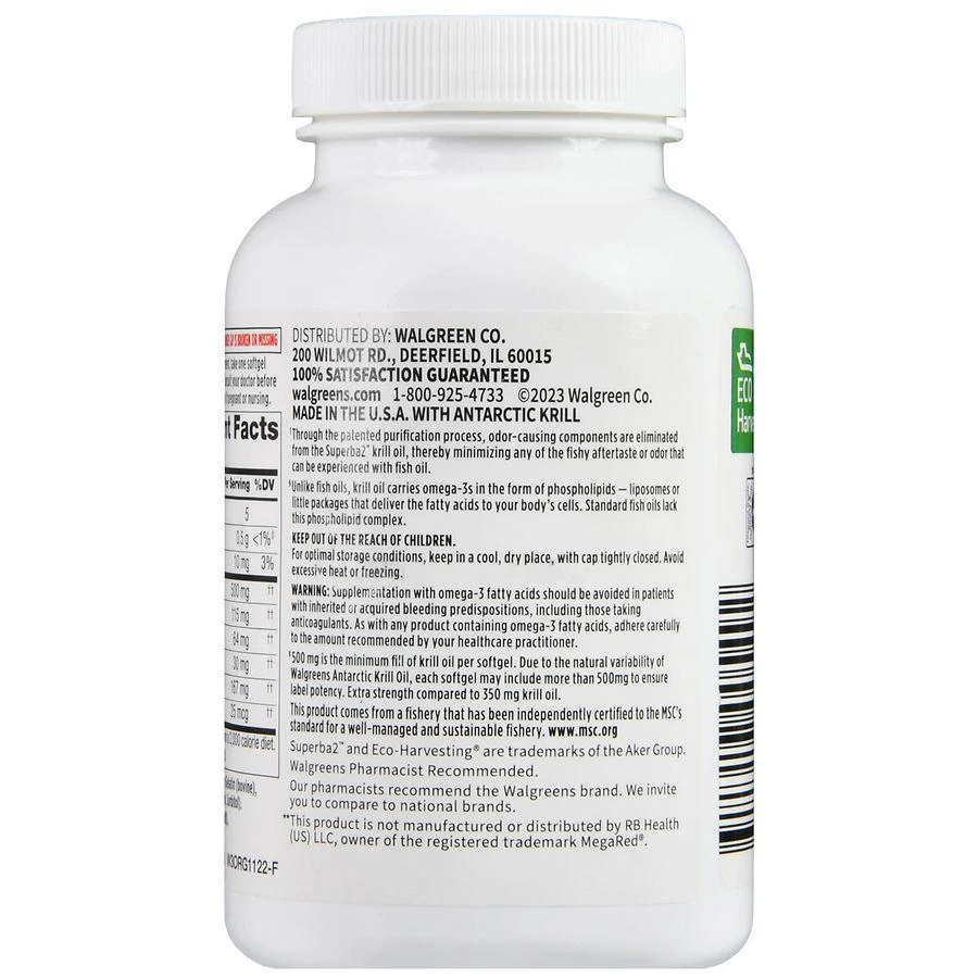 商品Walgreens|Extra Strength Antarctic Krill Oil 500 mg Softgels (120 days),价格¥417,第3张图片详细描述