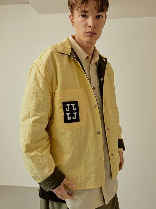 商品JWO|Wappen Detail Reversible Padded Jacket Yellow Khaki,价格¥1216,第2张图片详细描述