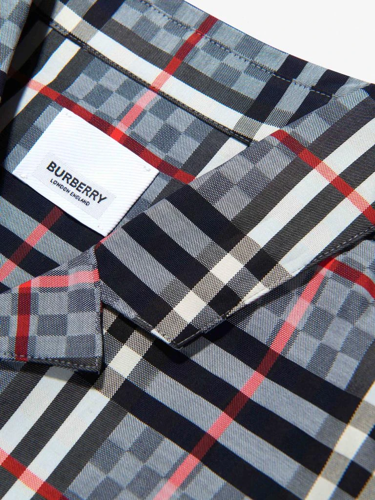 商品Burberry|Burberry Blue Boys Cotton Check Short Sleeve Shirt,价格¥1224,第3张图片详细描述