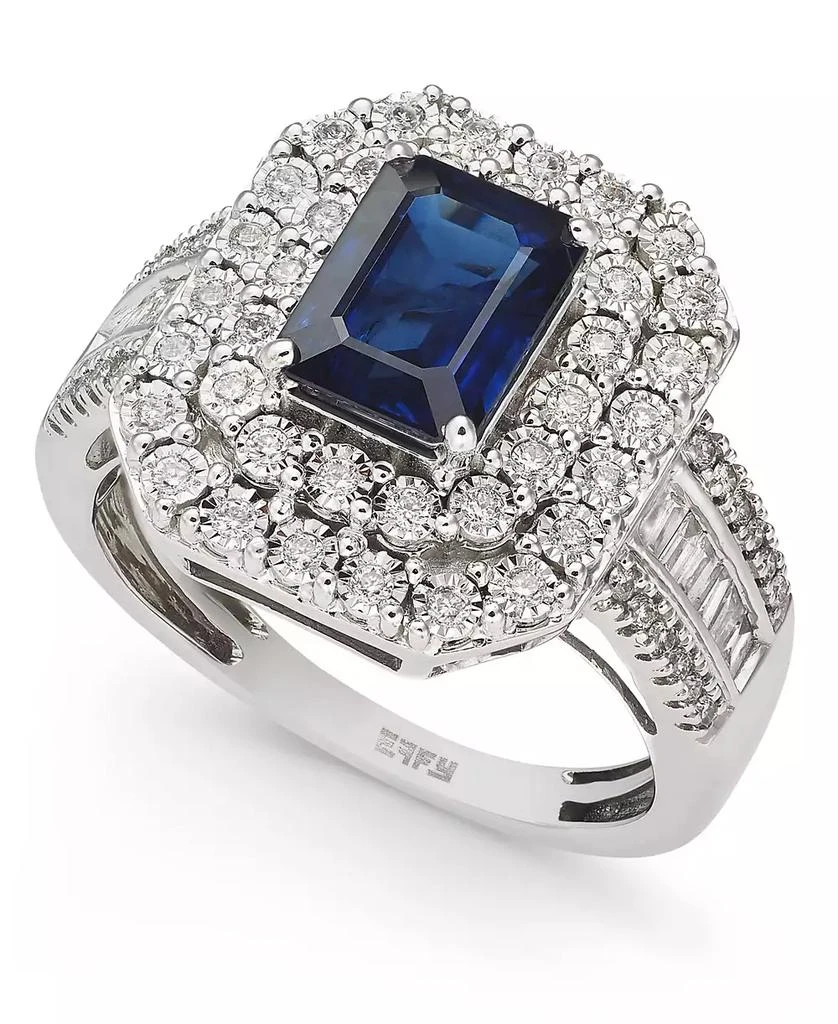 商品Effy|EFFY® Sapphire (1-1/2 ct. t.w) and Diamond (1/2 ct. t.w) Ring in 14K White Gold (Also Available In Tanzanite),价格¥8473,第3张图片详细描述