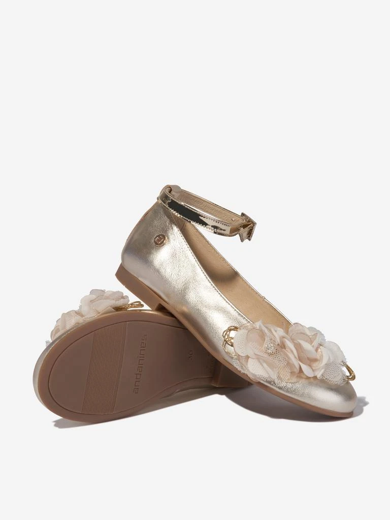 商品Andanines|Andanines Girls Leather Pumps With Ankle Strap in Gold,价格¥426,第2张图片详细描述
