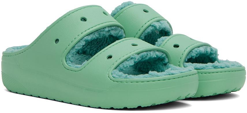 商品Crocs|Green Classic Cozzzy Sandals,价格¥447,第6张图片详细描述