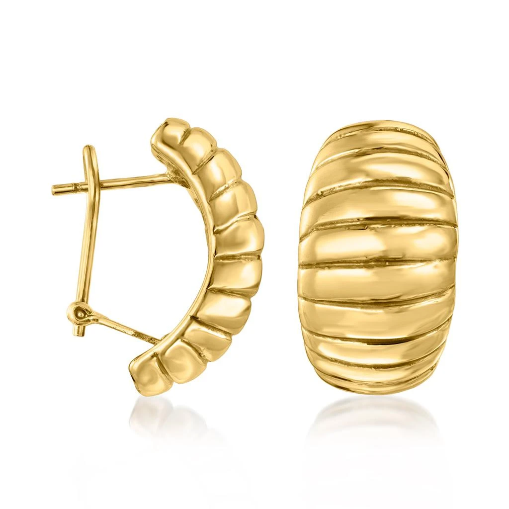 商品Ross-Simons|Italian 18kt Yellow Gold Ribbed Earrings,价格¥6283,第3张图片详细描述