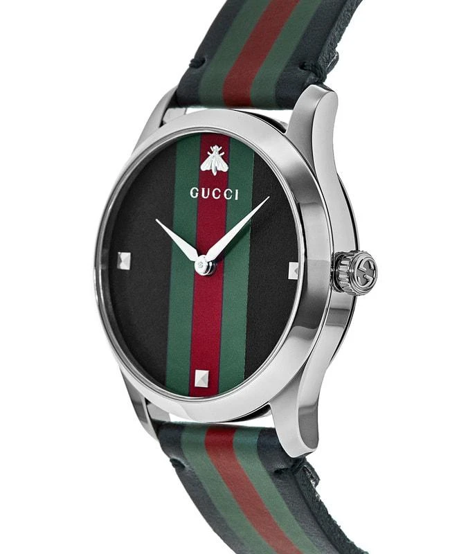 商品Gucci|Gucci G-Timeless Black Dial Black Leather Strap Men's Watch YA1264079,价格¥7741,第3张图片详细描述